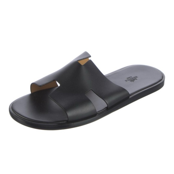 Hermès Izmir Slides Black Leather Size 44: $750 - Picture 2 of 4